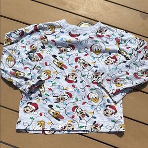 🎀4T Disney long sleeve gray Donald Duck goofy Mickey Mouse graphic Christmas Tee